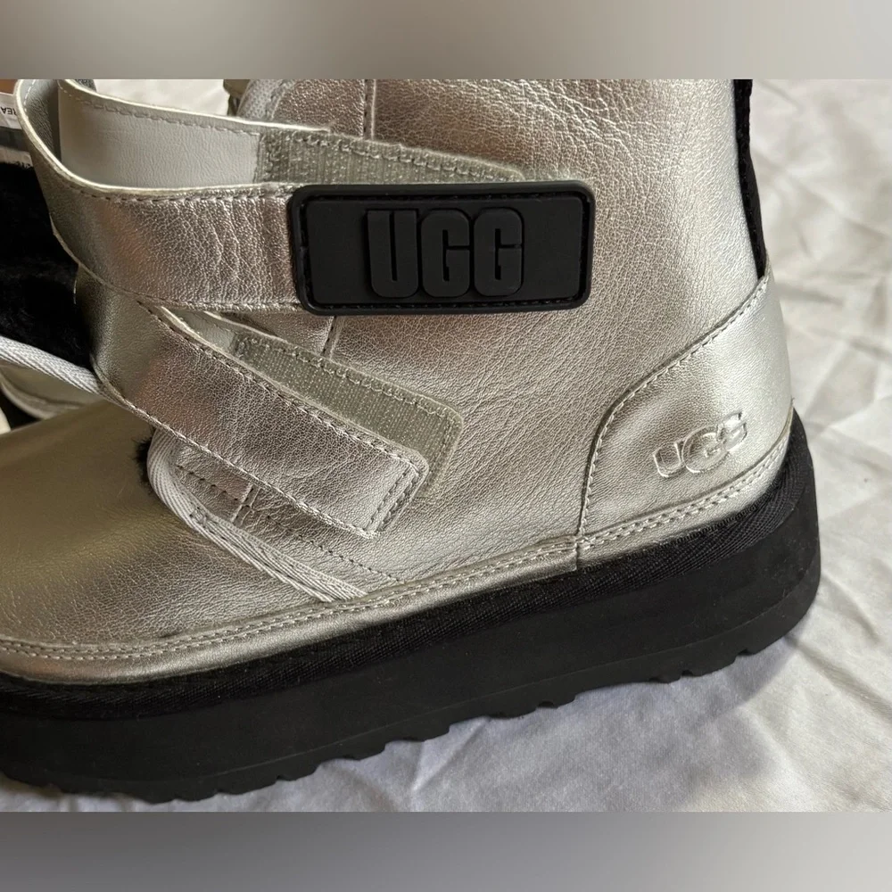 UGG Metallic Silver Boots with Black Sole